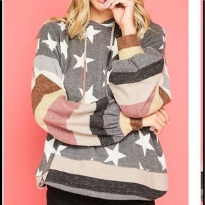 Fantastic Fawn Star Patterned Hoodie - Gray, Brown, Pink
